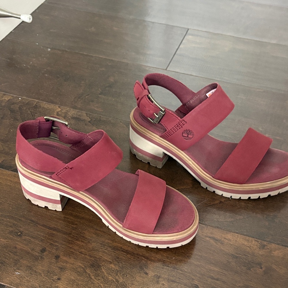 Timberland Red Platform Sandals